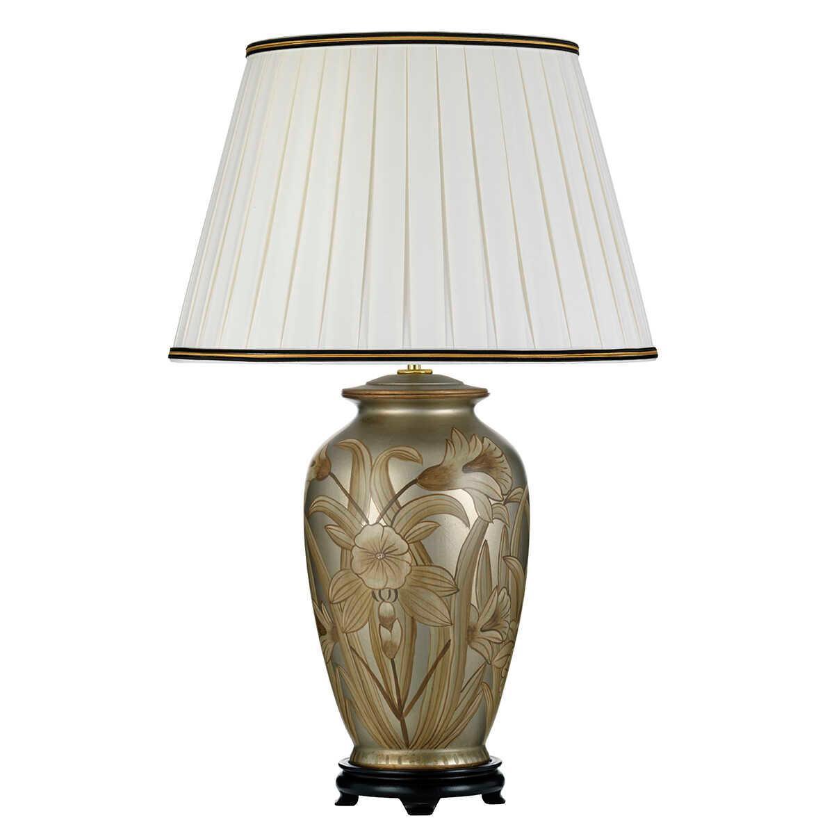 Dian 1 Light Silver Table Lamp With Tall Ivory Empire Shade Elstead Lighting unlit