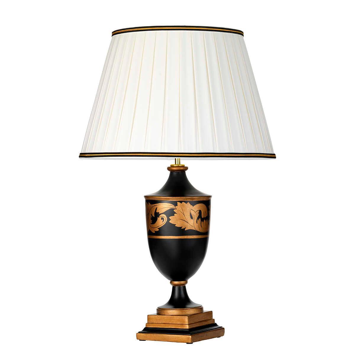 Narbonne 1 Light Black & Gold Table Lamp With Ivory Shade Elstead Lighting 3