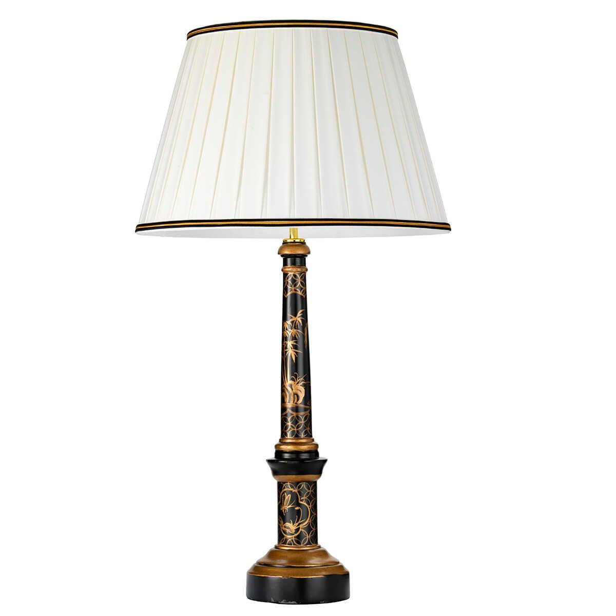 Strasbourg 1 Light Black & Gold Table Lamp With Ivory Shade Elstead Lighting 3