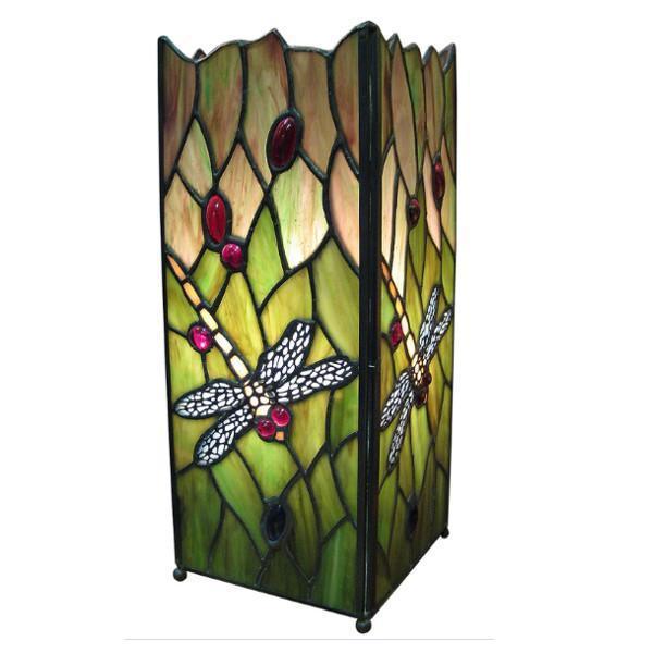 Green Dragonfly Medium Square Tiffany Lamp