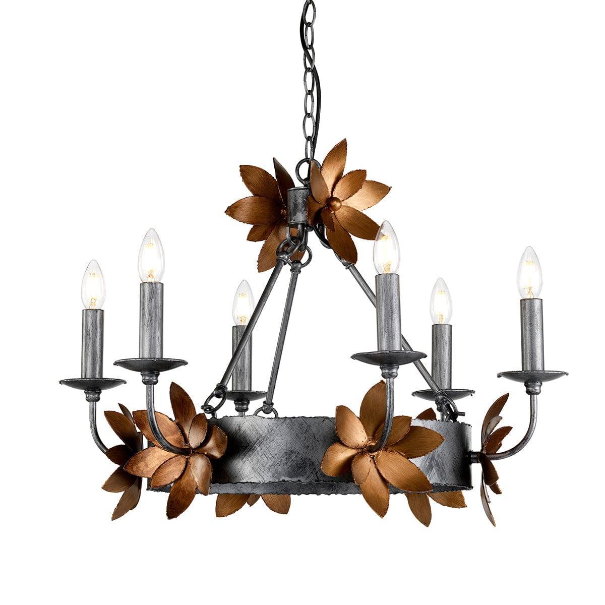 Flambeau Simone 6 Light Chandelier Ceiling Light - Bronze-Elstead Lighting-1-Tiffany Lighting Direct