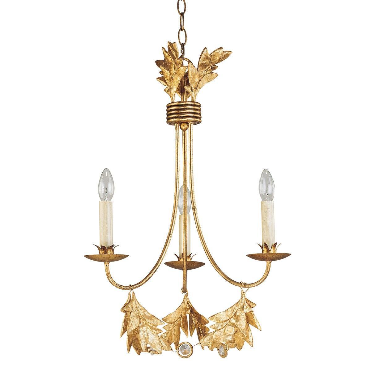 Flambeau Sweet Olive 3 Light Gilded Gold Chandelier-Ceiling Pendant Lights-Elstead Lighting-1-Tiffany Lighting Direct