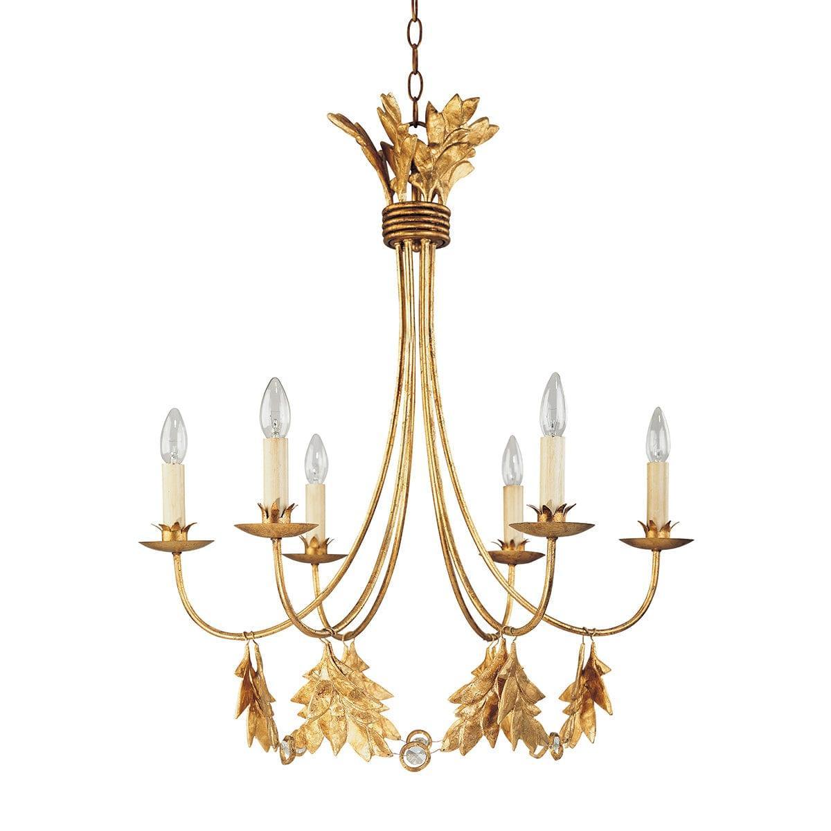 Flambeau Sweet Olive 6 Light Gold Chandelier Ceiling Light-Elstead Lighting-1-Tiffany Lighting Direct