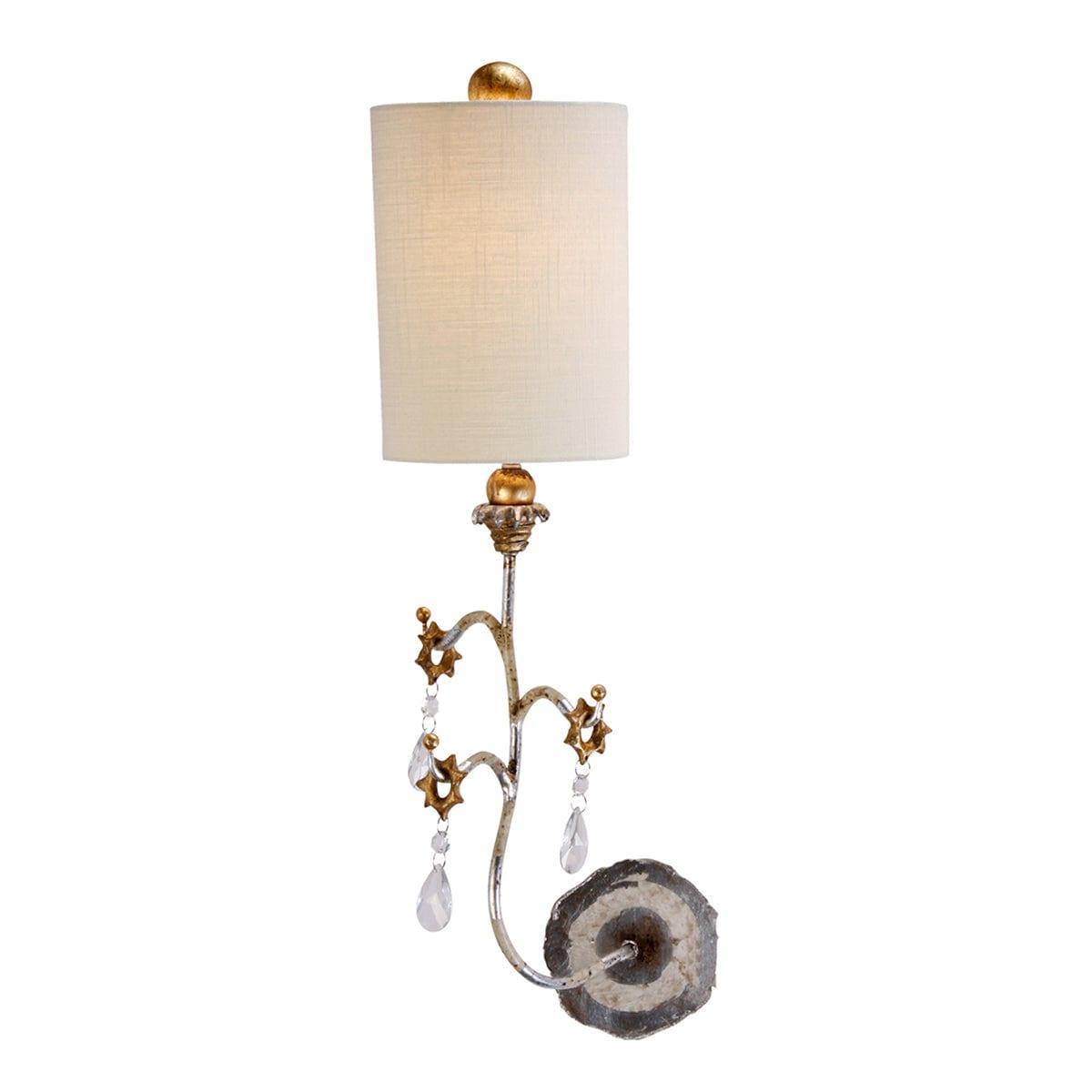 flambeau tivoli 1 light silver and cream wall light