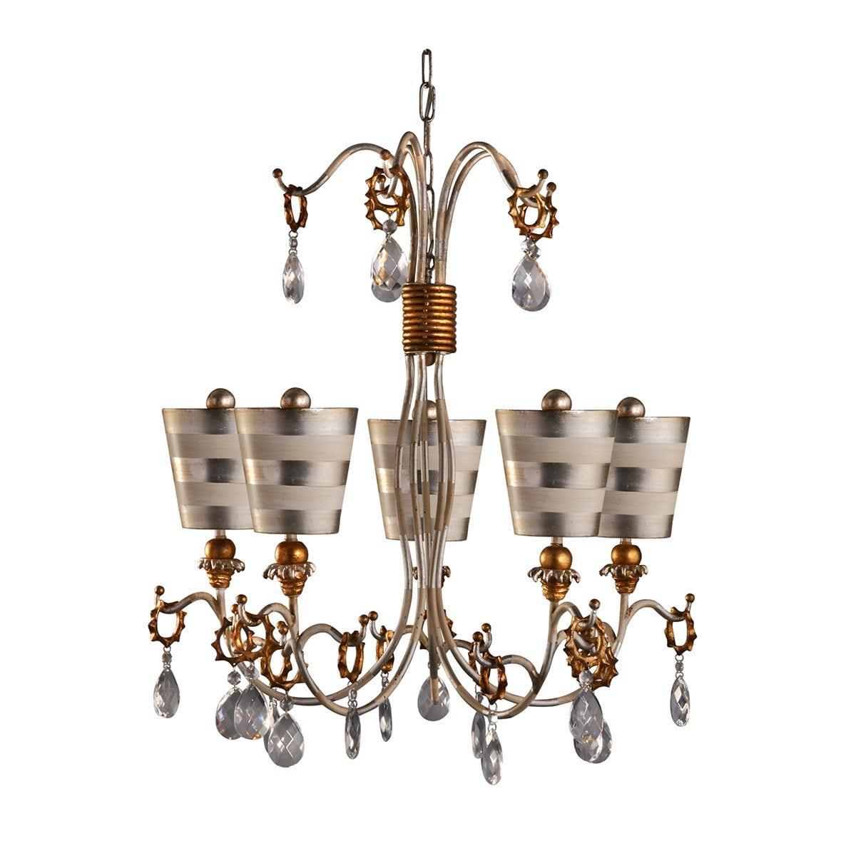 Flambeau Tivoli 5 Light Chandelier - Silver & Cream Patina-Elstead Lighting-1-Tiffany Lighting Direct
