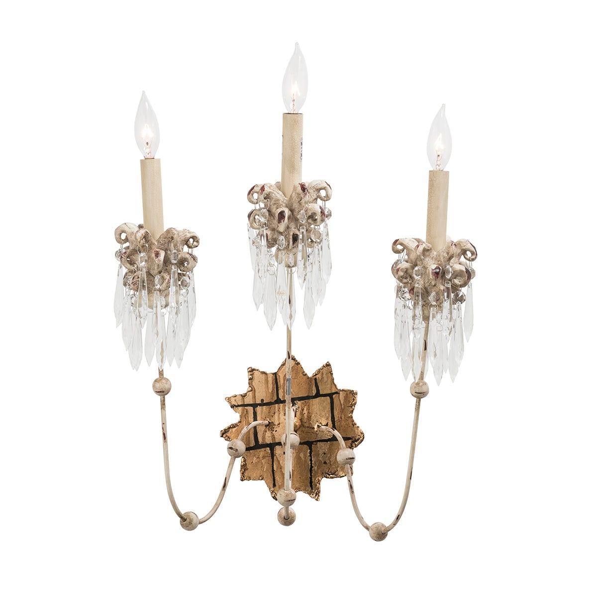 Flambeau Venetian 3 Light Beige & Gold Wall Light image 1