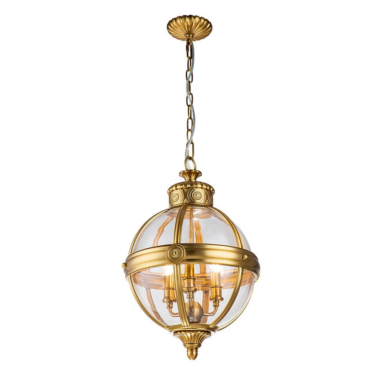 Feiss Adams 3 Light Pendant Chandelier - Brushed Brass-Ceiling Pendant Lights-Elstead Lighting-1-Tiffany Lighting Direct