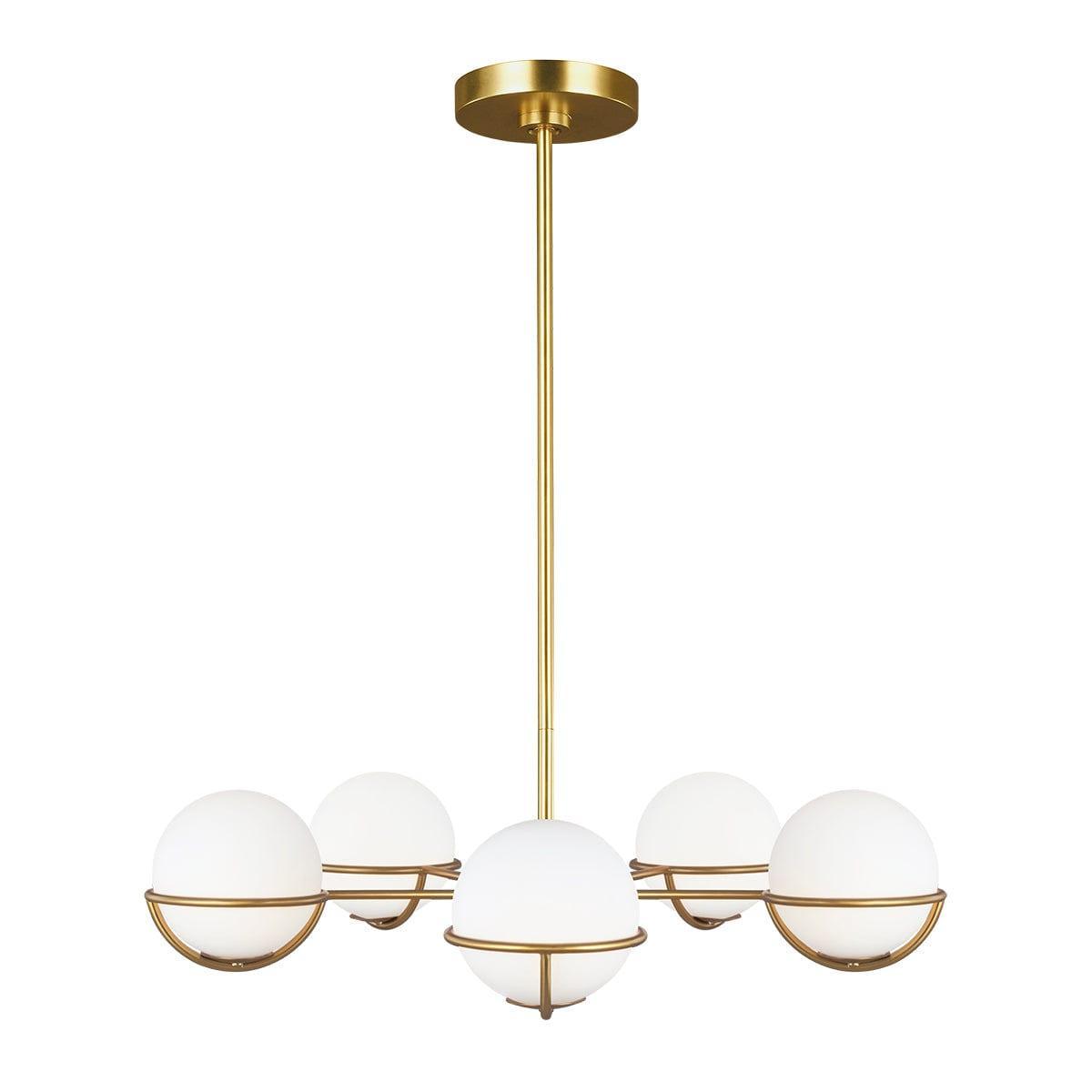 Feiss Apollo 5 Light Chandelier - Burnished Brass-Elstead Lighting-1-Tiffany Lighting Direct