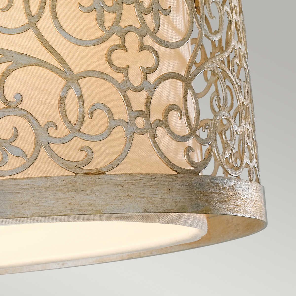 Feiss Arabesque Silver Leaf 2 Light Ceiling Flush Living room close up