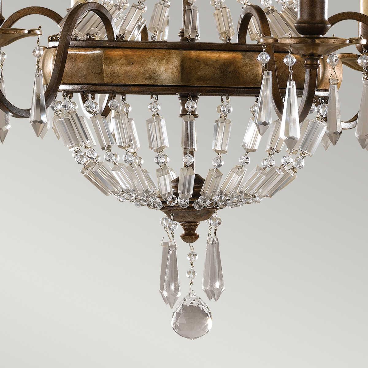 Feiss Bellini 6 Light Bronze & Quartz Crystal Chandelier-Elstead Lighting-7-Tiffany Lighting Direct