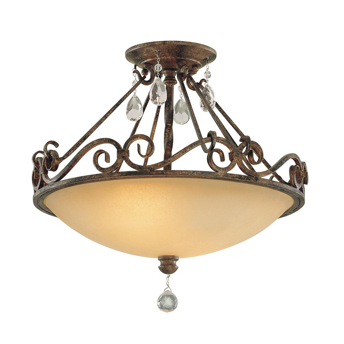 Feiss Chateau 2 Light Bronze Ceiling Semi-Flush Image 1
