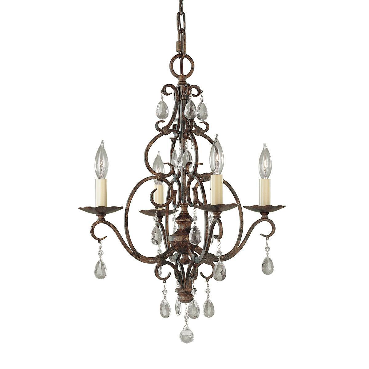 Feiss Chateau 4 Light Bronze Chandelier - Crystal Drops-Elstead Lighting-1-Tiffany Lighting Direct