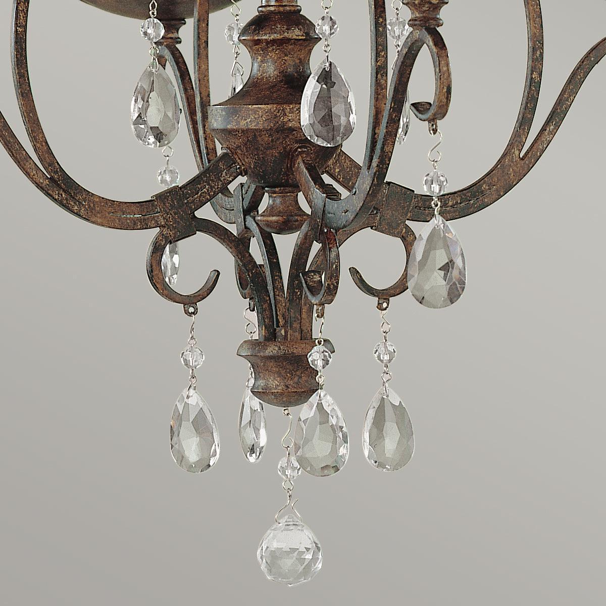 Feiss Chateau 4 Light Bronze Chandelier - Crystal Drops-Elstead Lighting-3-Tiffany Lighting Direct