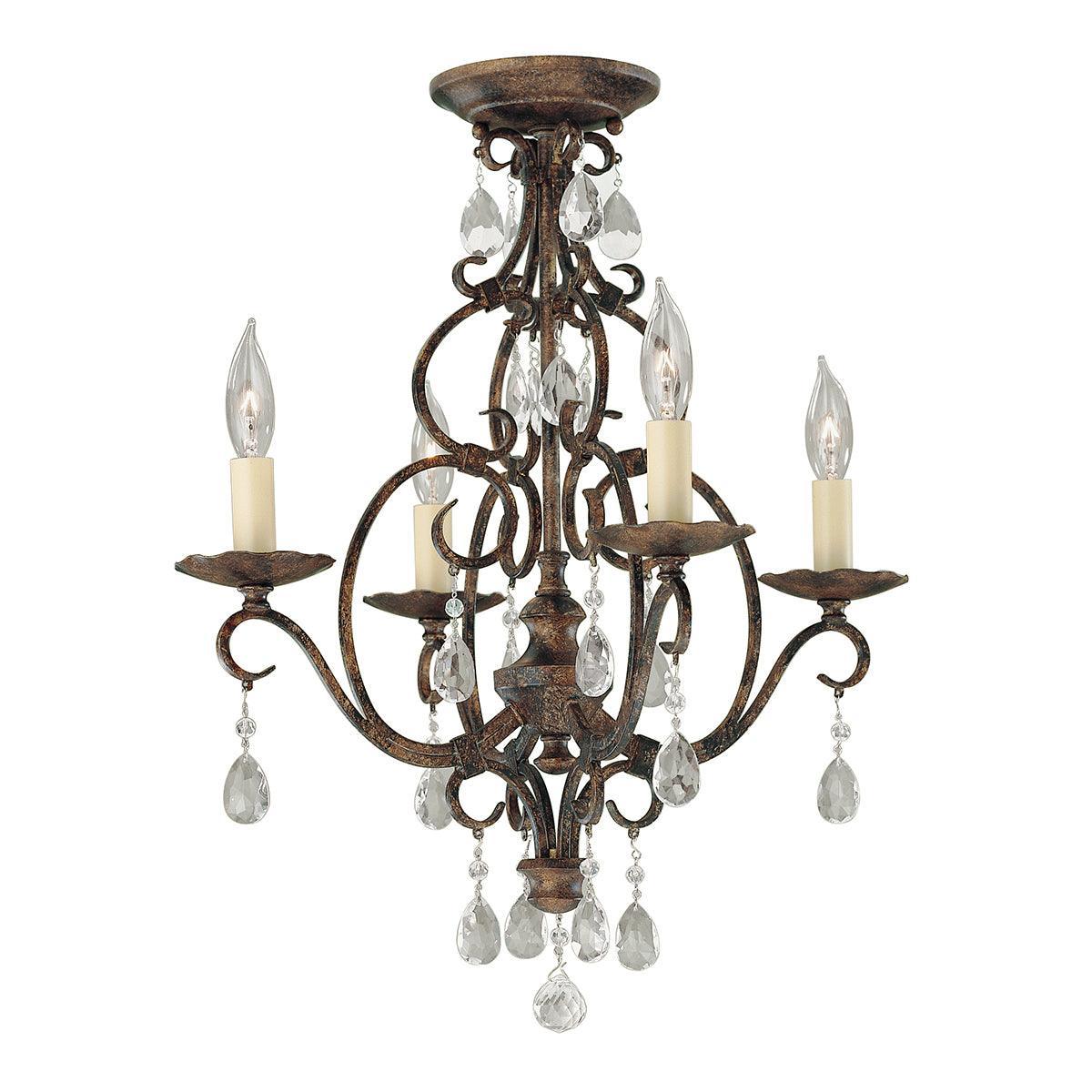 Feiss Chateau 4 Light Bronze Chandelier - Crystal Drops-Elstead Lighting-4-Tiffany Lighting Direct