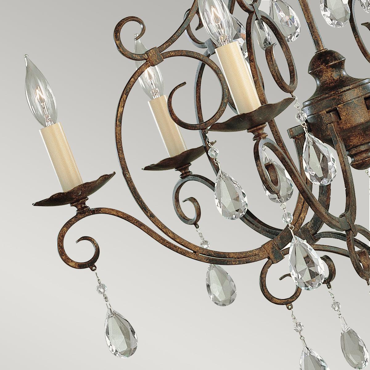 Feiss Chateau 6 Light Bronze Chandelier - Crystal Drops-Elstead Lighting-4-Tiffany Lighting Direct
