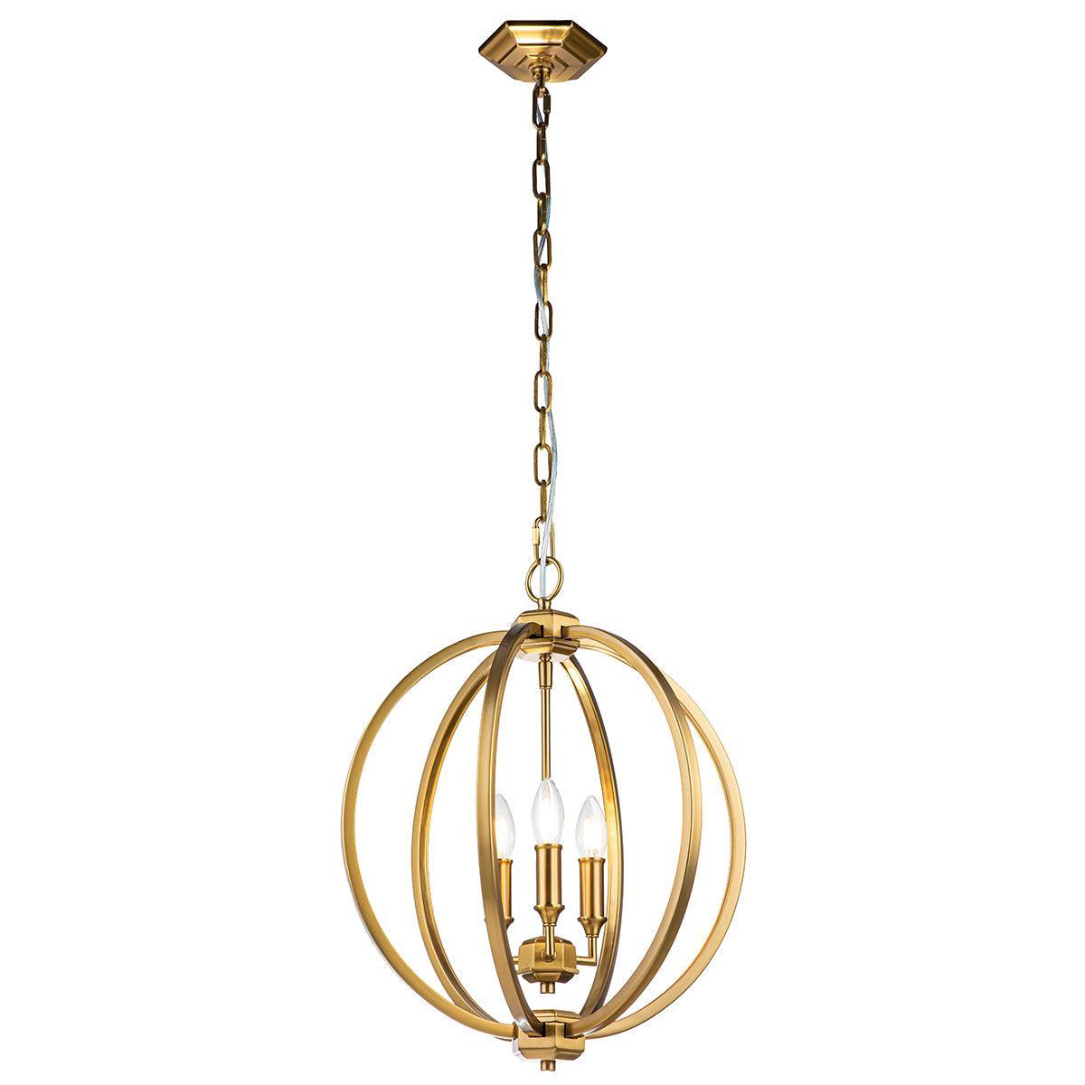 Feiss Corinne 3 Light Medium Brass Pendant-Ceiling Pendant Lights-Elstead Lighting-1-Tiffany Lighting Direct