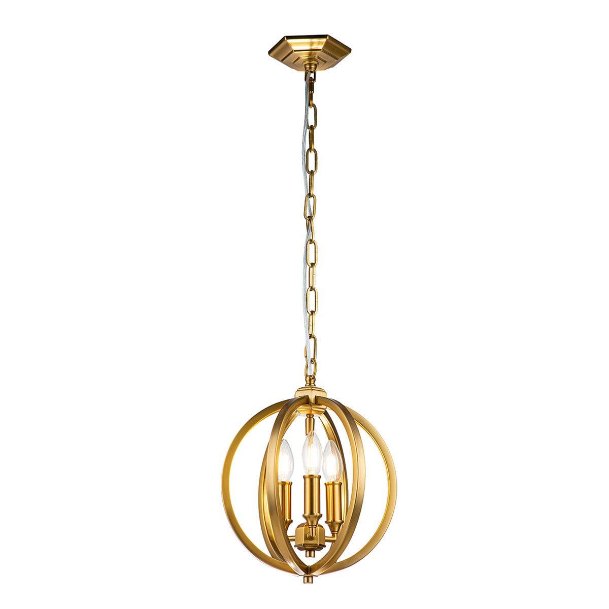 Feiss Corinne 3 Light Small Brass Pendant-Ceiling Pendant Lights-Elstead Lighting-1-Tiffany Lighting Direct