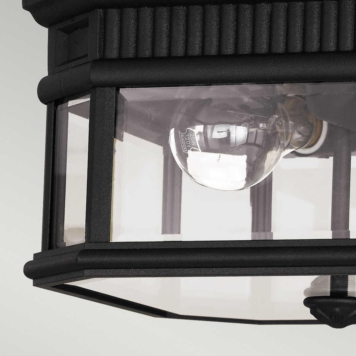 elstead cotswold lane black outdoor flush ceiling lantern Detailed Close Up