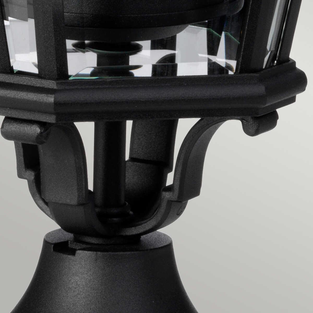 elstead cotswold lane black medium outdoor pedestal lantern Close Up LED Bulb