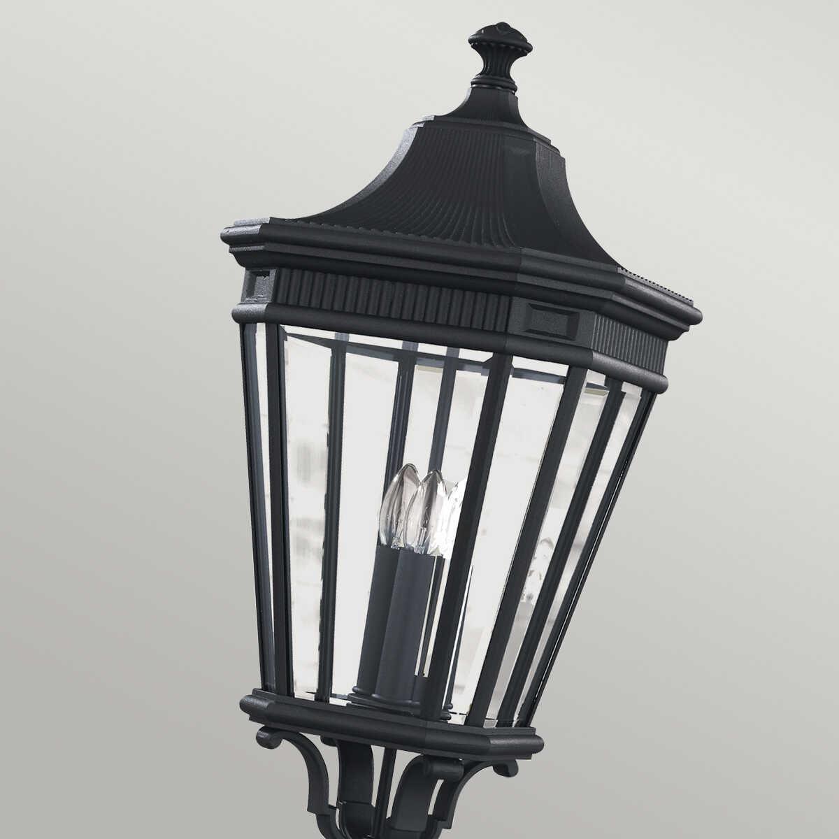 elstead cotswold lane black large outdoor post lantern Detailed Close Up