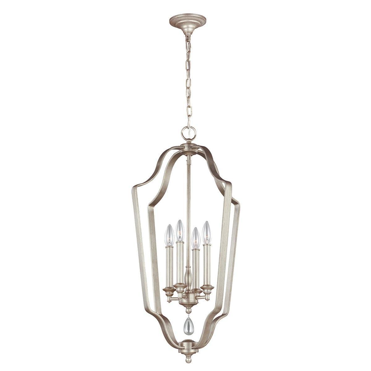 Feiss DeWitt 4 Light Foyer Silver Chandelier-Ceiling Pendant Lights-Elstead Lighting-1-Tiffany Lighting Direct