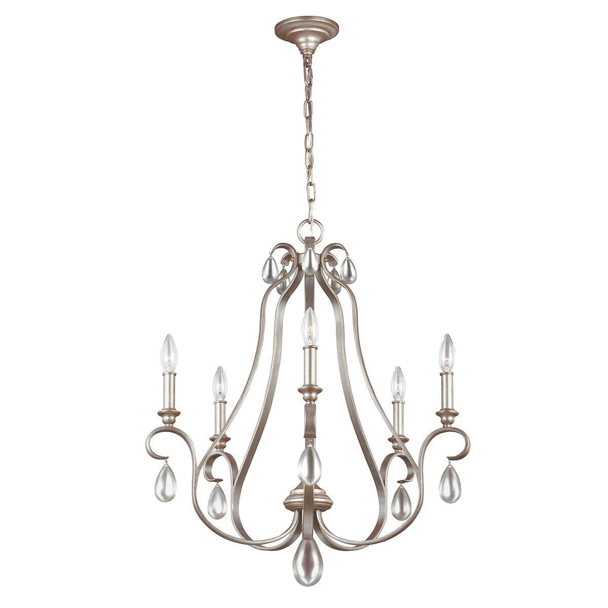 Feiss DeWitt 5 Light Chandelier Ceiling Light - Sunrise Silver-Elstead Lighting-1-Tiffany Lighting Direct