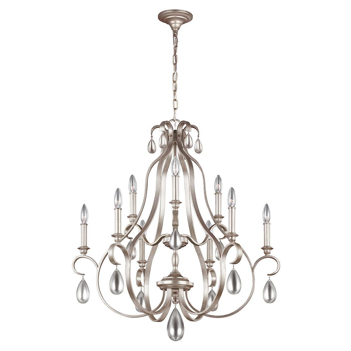 Feiss DeWitt 9 Light Chandelier Ceiling Light - Sunrise Silver-Elstead Lighting-1-Tiffany Lighting Direct