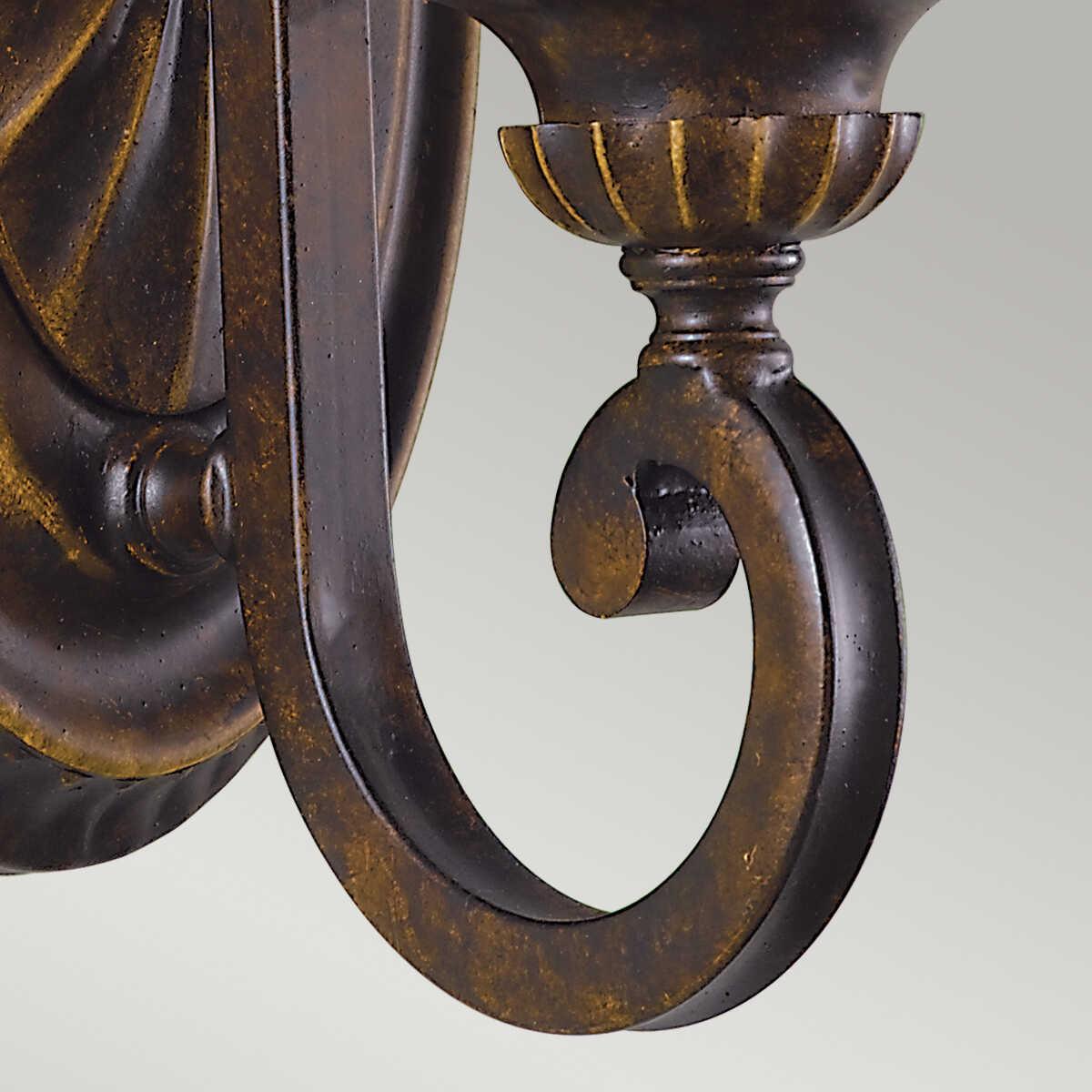 feiss drawing room walnut finish single arm wall light Detailed Close Up