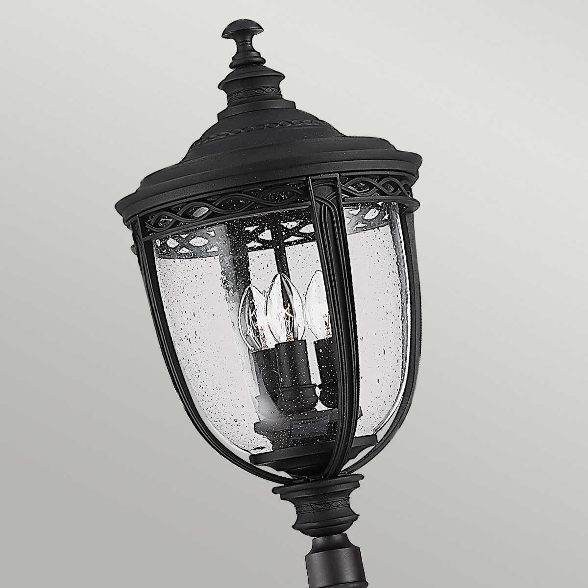 elstead english bridle black finish large outdoor lamp post lantern Detailed Close Up