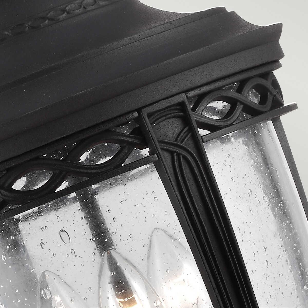 elstead english bridle black finish large outdoor pendant lantern Close Up LED Bulb