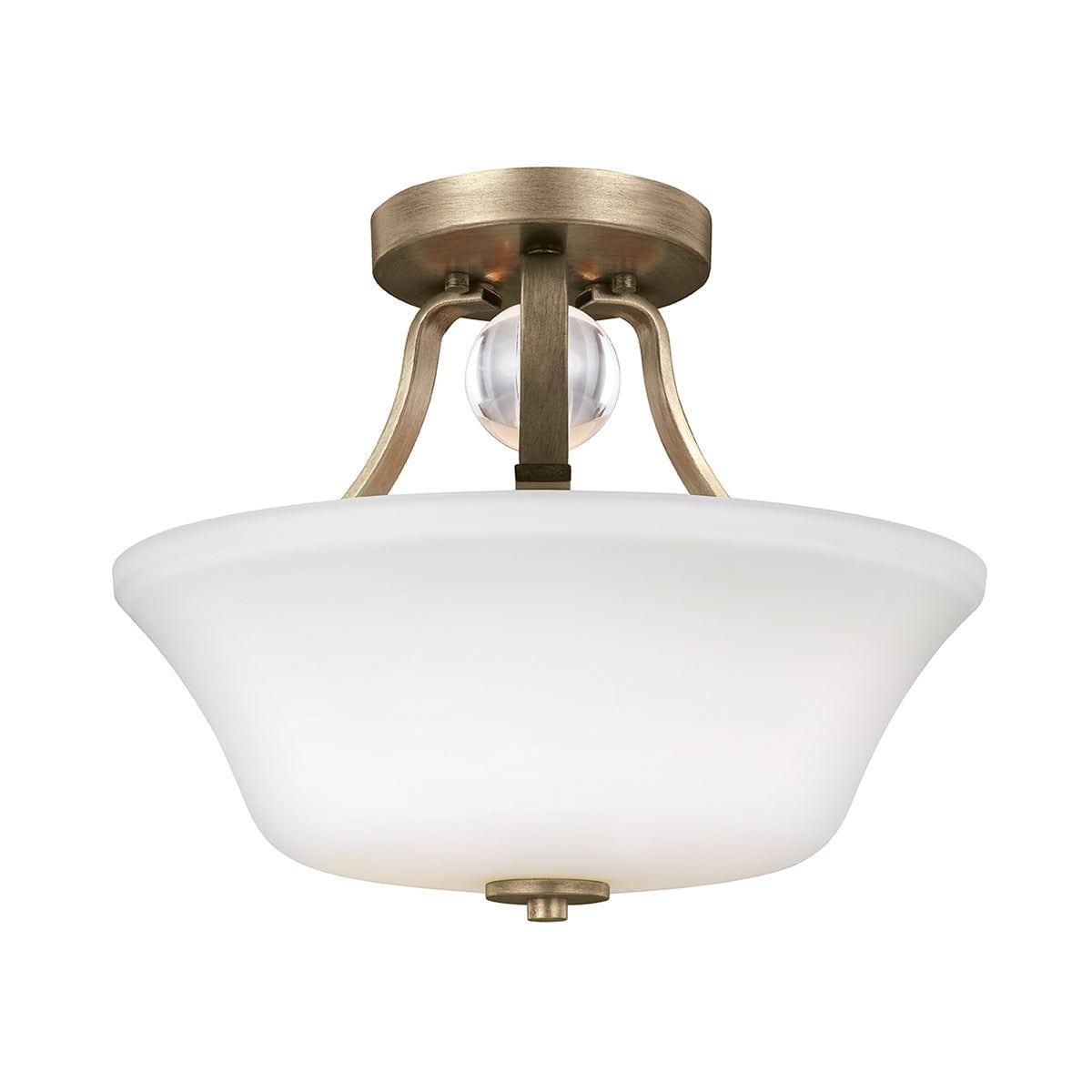Feiss Evington 2 Light Semi-Flush Gold Ceiling Light Living room Image