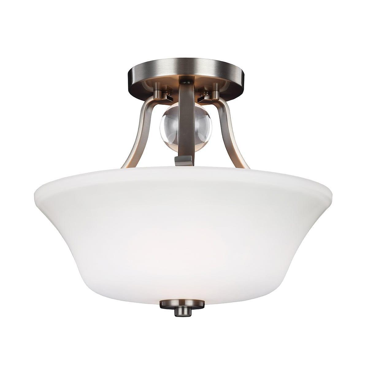 Feiss Evington 2 Light Semi-Flush Satin Nickel Ceiling Light Living room Image