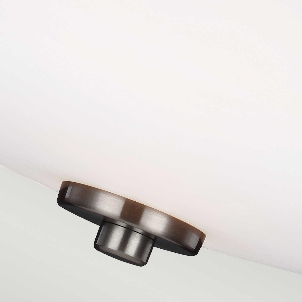 Feiss Evington 2 Light Semi-Flush Satin Nickel Ceiling Light Living room dimmable image