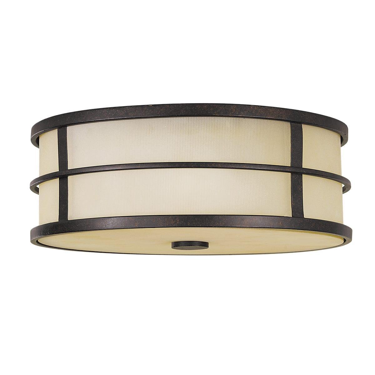 Feiss Fusion 3 Light Flush Mount Grecian Bronze Ceiling Light Living room Image