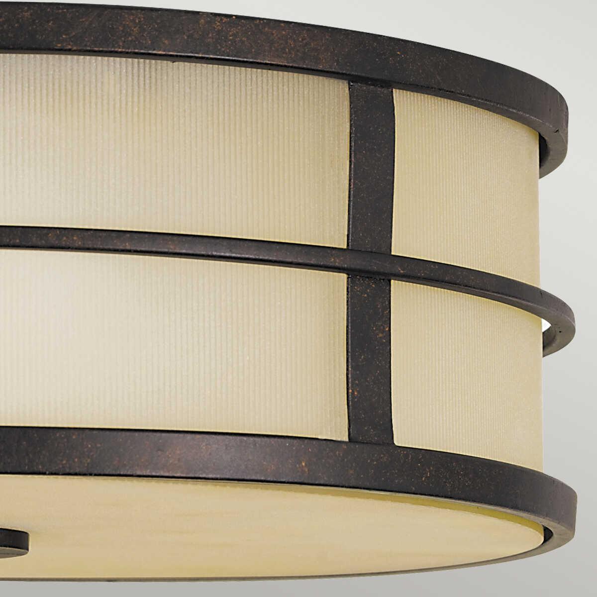 Feiss Fusion 3 Light Flush Mount Grecian Bronze Ceiling Light Living room wide shot