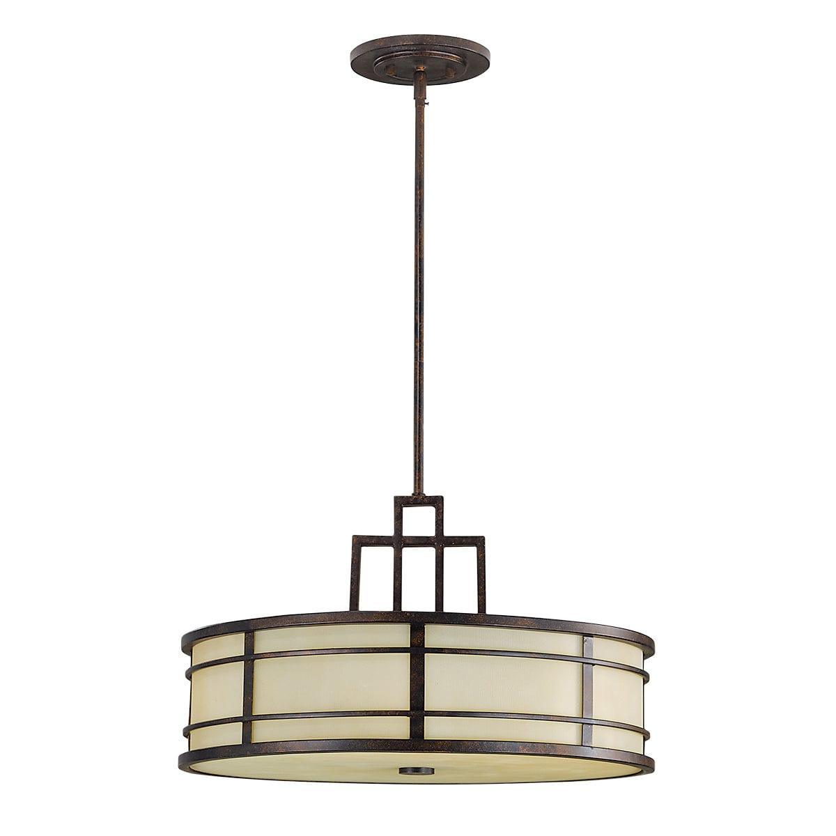 Feiss Fusion 3 Light Grecian Bronze Pendant Ceiling Light-Ceiling Pendant Lights-Elstead Lighting-1-Tiffany Lighting Direct