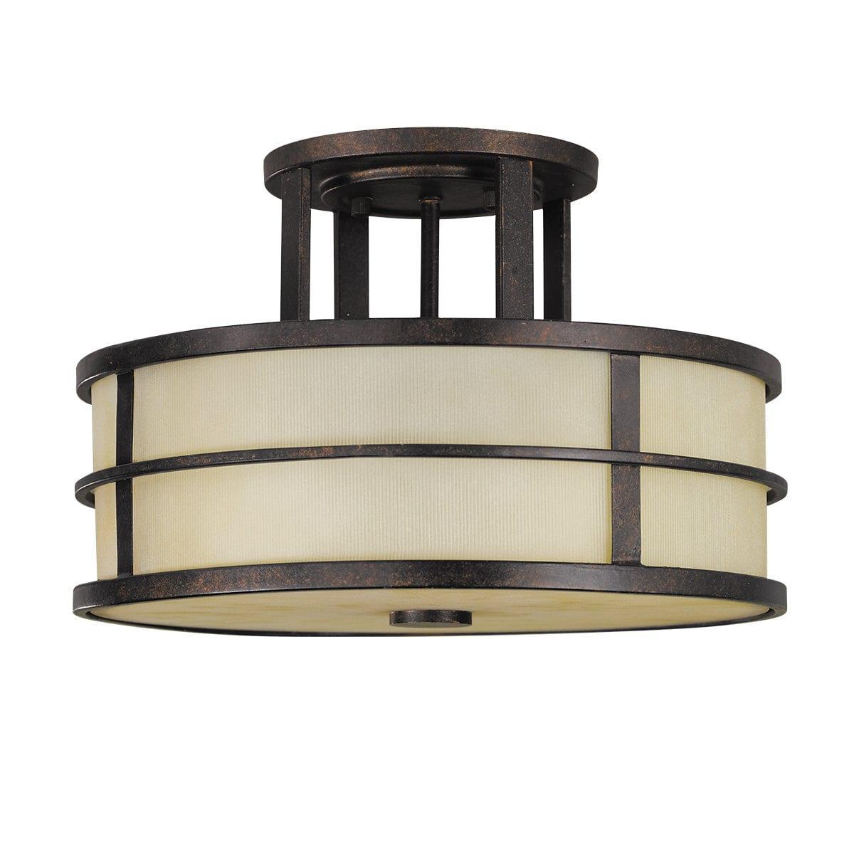 Feiss Fusion 3 Light Semi-Flush Grecian Bronze Ceiling Light Living room Image