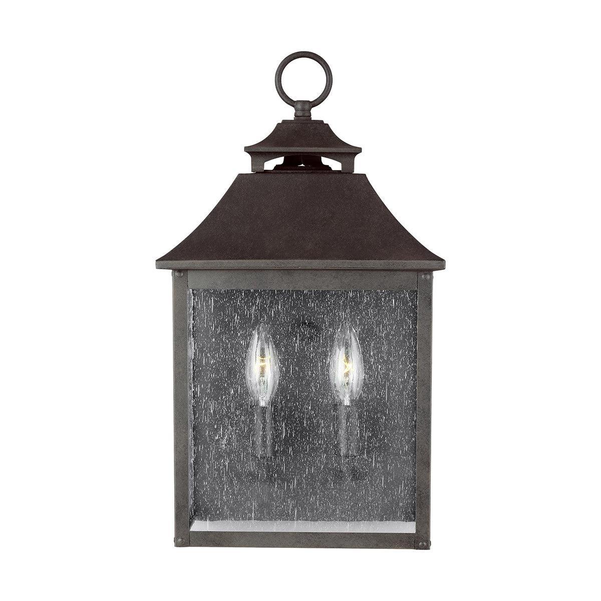 feiss galena 2 light black outdoor half lantern