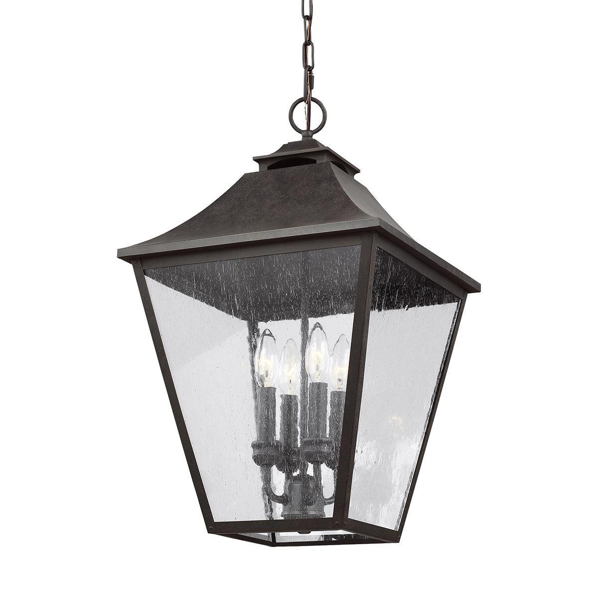 feiss galena 4 light outdoor chain lantern Close Up LED Bulb