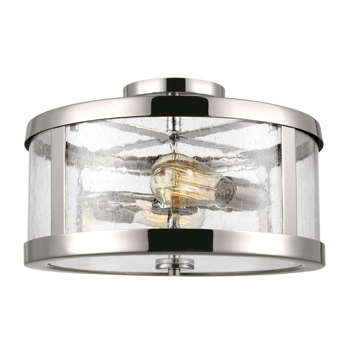 Feiss Harrow 2 Light Semi Flush Polished Nickel Ceiling Light Living room Image