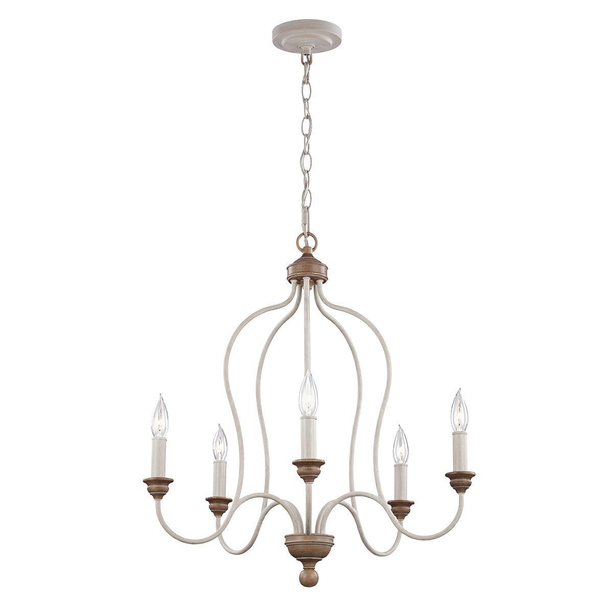 Feiss Hartsville 5 Light Chandelier - Chalk Washed Beechwood-Elstead Lighting-1-Tiffany Lighting Direct