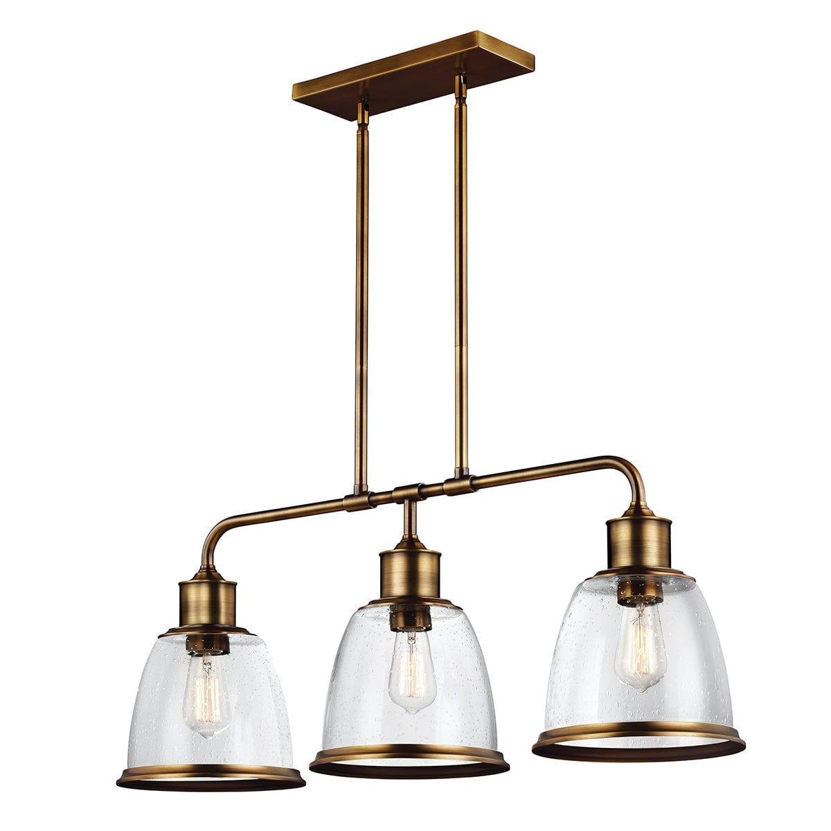 Feiss Hobson 3 Light Island Brass Pendant-Ceiling Pendant Lights-Elstead Lighting-1-Tiffany Lighting Direct