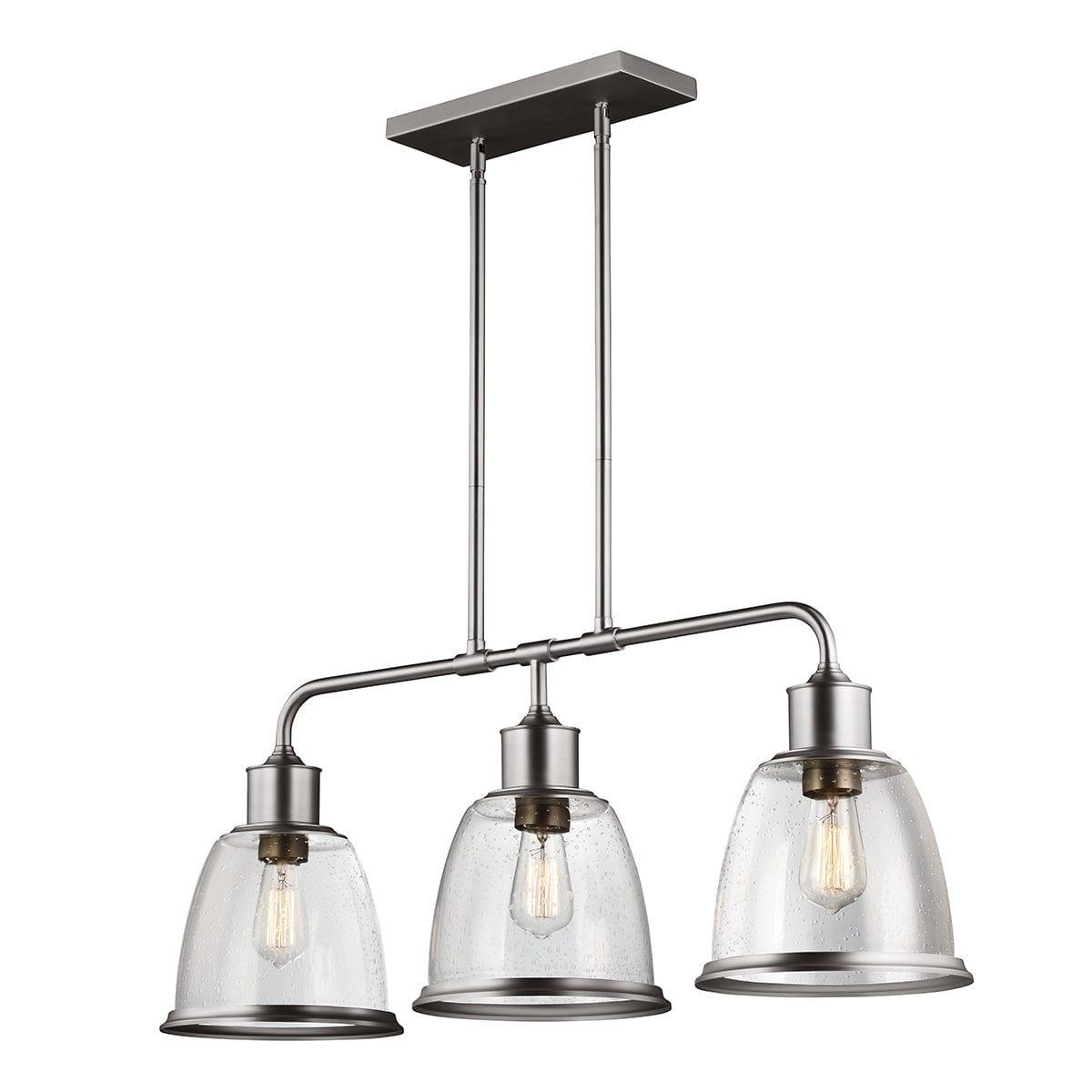Feiss Hobson 3 Light Island Pendant Satin Nickel-Ceiling Pendant Lights-Elstead Lighting-1-Tiffany Lighting Direct