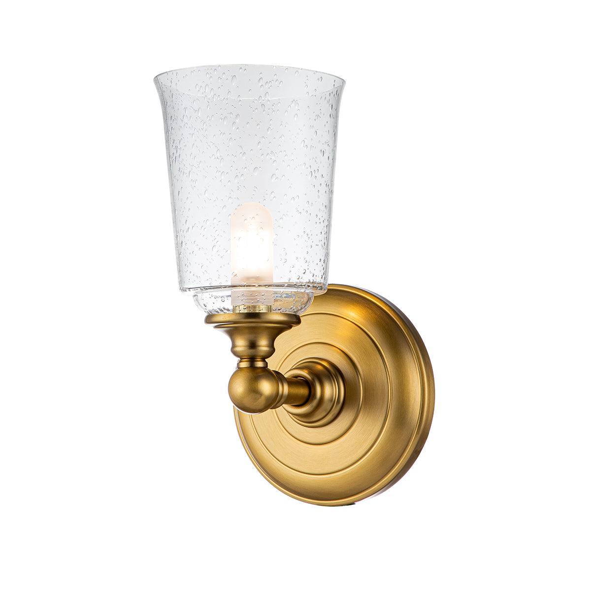 Feiss Huguenot Lake 1 Light Brass Bathroom Wall Light image 1