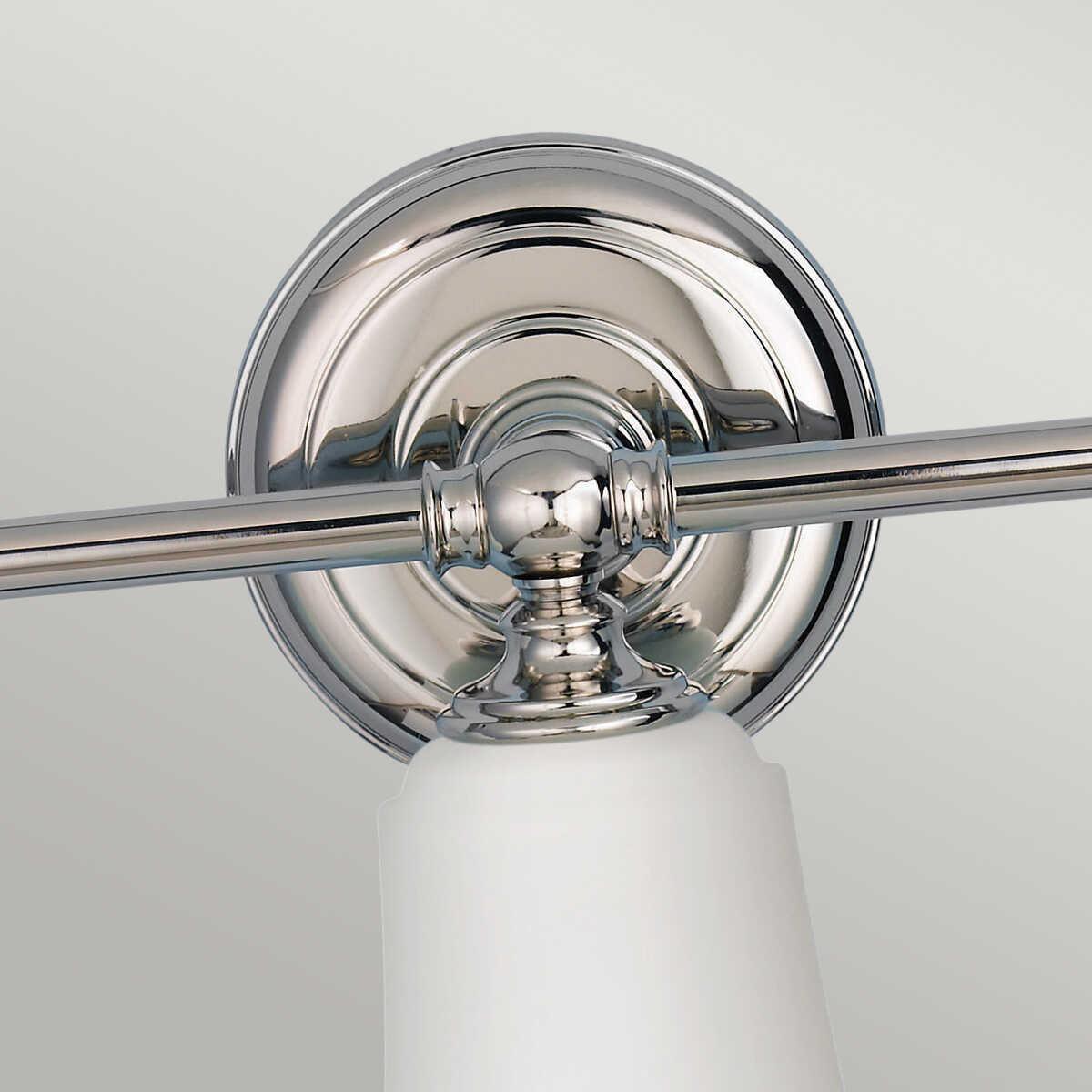 feiss huguenot lake polished chrome finish 3 light bathroom above mirror light Close Up