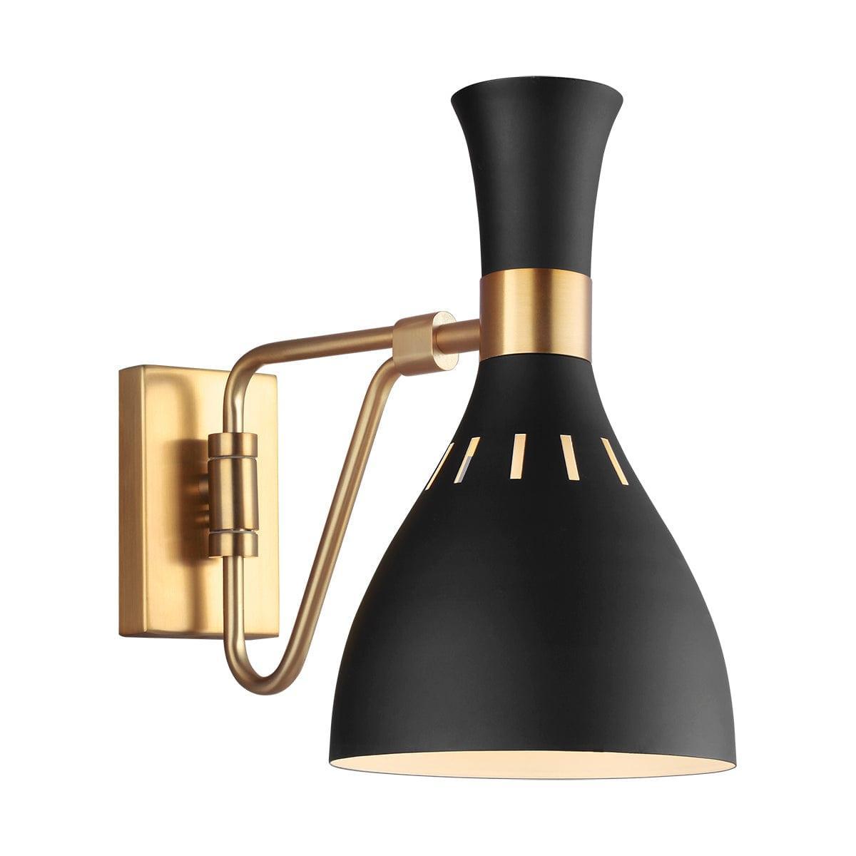 Feiss Joan 1 Light Black & Brass Wall Light FE-JOAN1-MB,Elstead Lighting,1