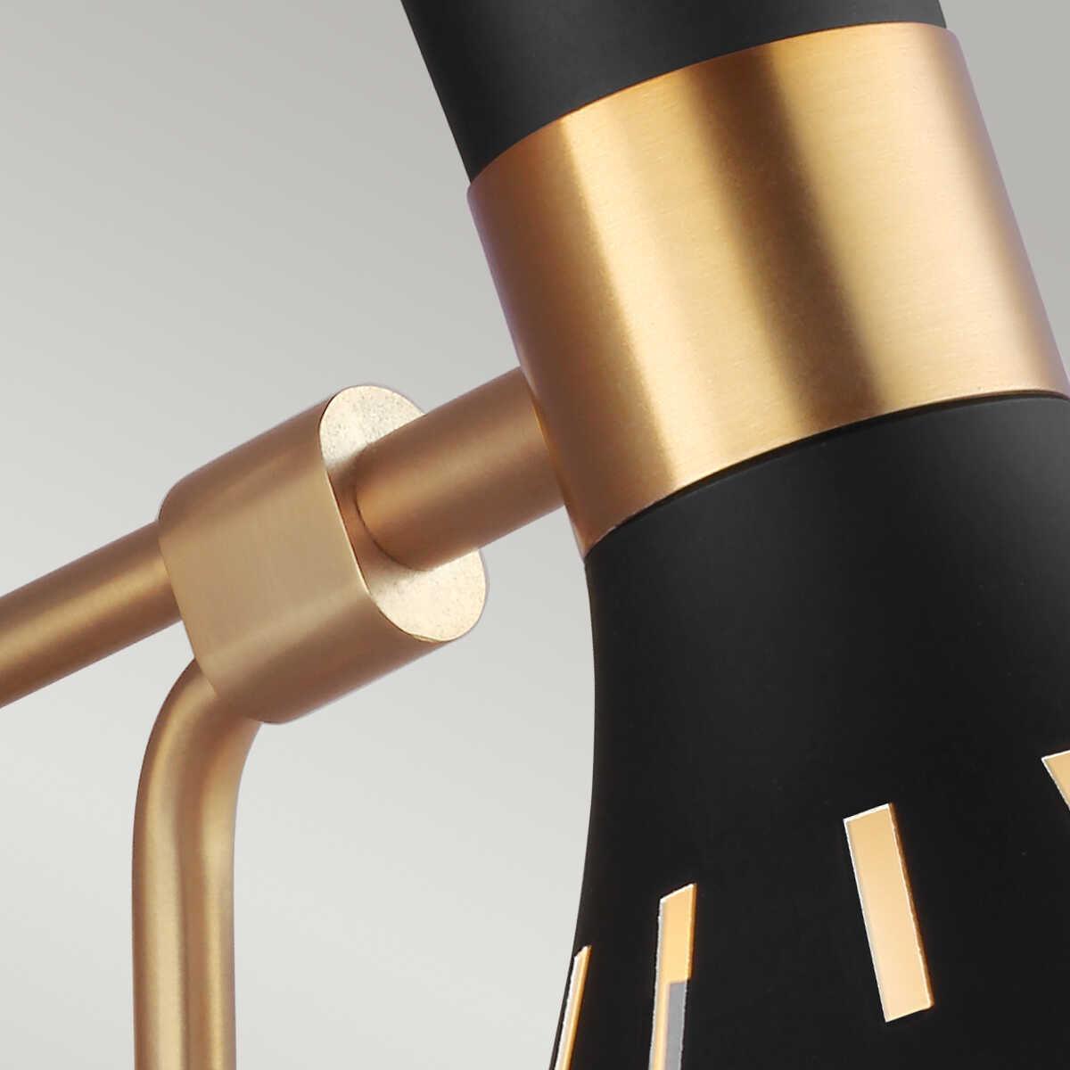 Feiss Joan 1 Light Black & Brass Wall Light FE-JOAN1-MB,Elstead Lighting, close of fixture