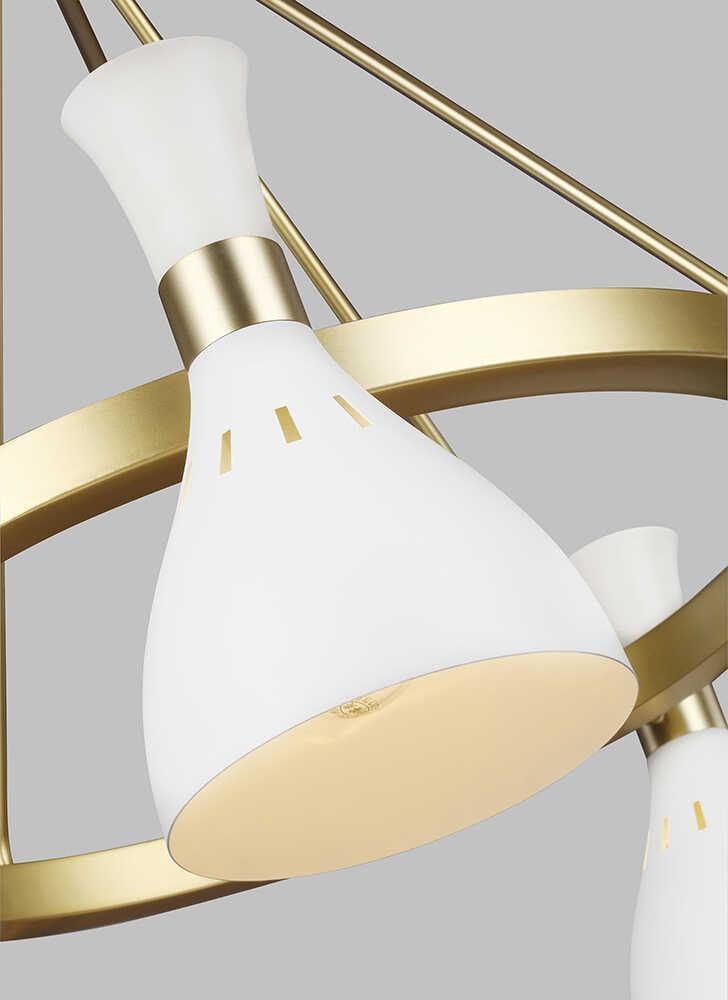 Feiss Joan 5 Light Chandelier - Matte White & Brass-Elstead Lighting-8-Tiffany Lighting Direct