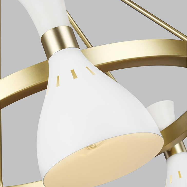 Feiss Joan 5 Light Chandelier - Matte White & Brass-Elstead Lighting-8-Tiffany Lighting Direct