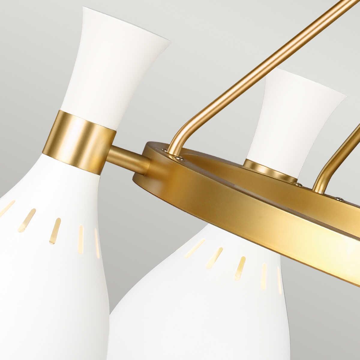 Feiss Joan 5 Light Chandelier - Matte White & Brass-Elstead Lighting-6-Tiffany Lighting Direct